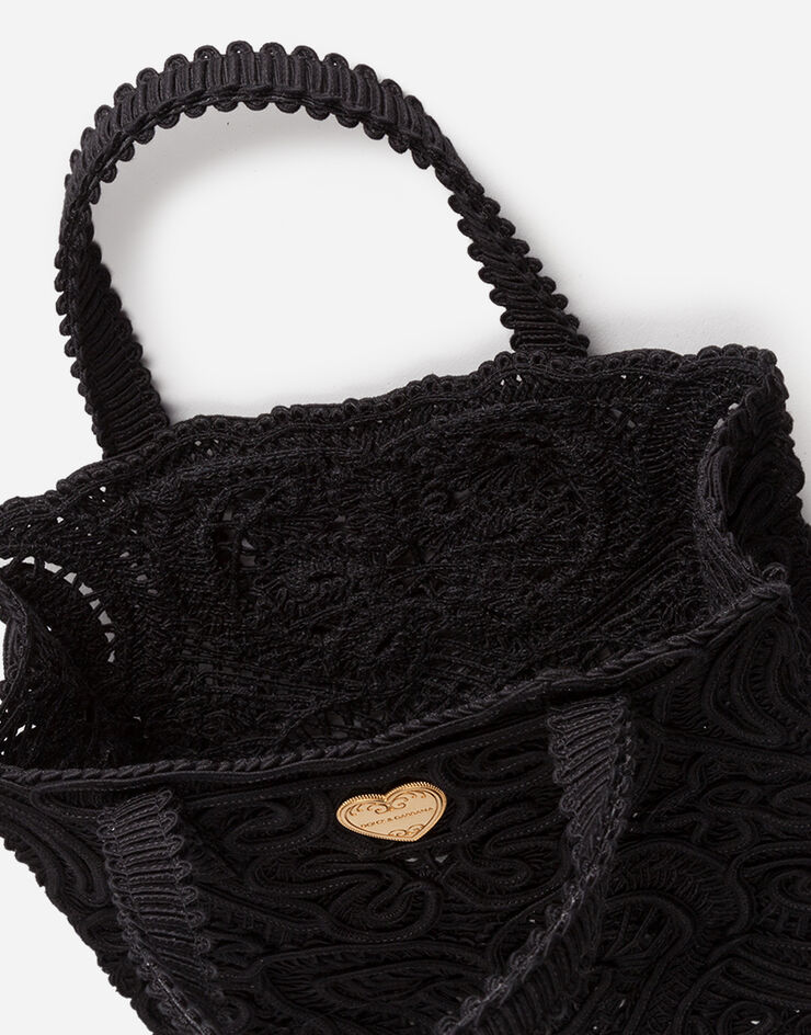 Dolce&Gabbana Маленькая сумка-шоппер с вышивкой из кордового кружева ЧЕРНЫЙ BB6926AW717