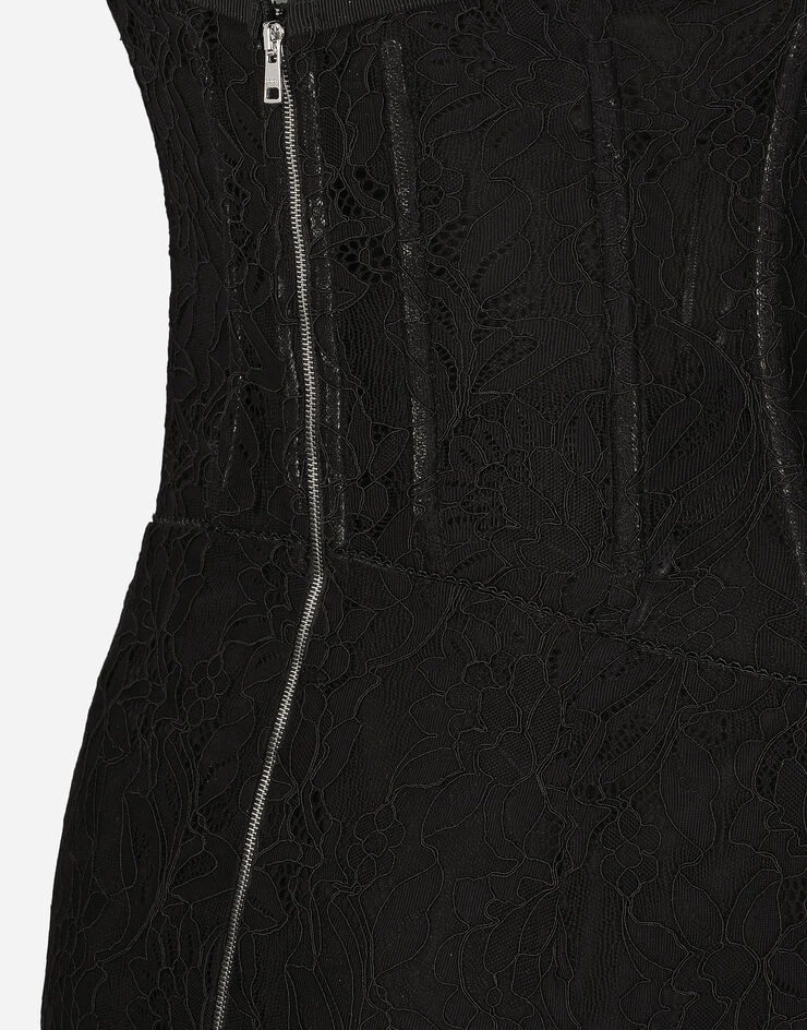 Dolce & Gabbana Lace calf-length slip dress: Black F6JFFTMLRAB