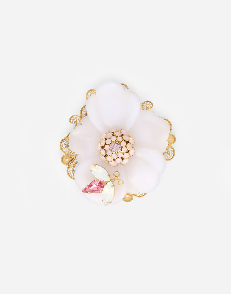 Dolce & Gabbana Metal brooch with resin flower Gold WPO1M7W1111