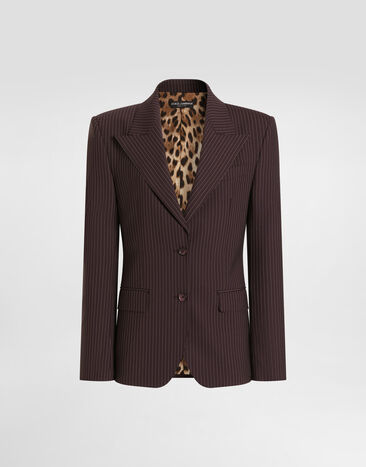 Dolce & Gabbana Einreihige Jacke Linda aus Wolle in Nadelstreifenoptik Mehrfarbig F29WWTFRBDQ