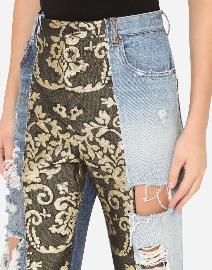 Dolce & Gabbana High-waisted jacquard and denim jeans AZUL FTB2NDG900L