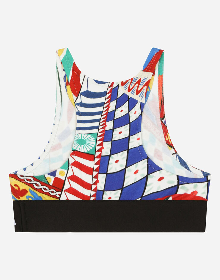 Dolce&Gabbana Carretto-print interlock bralette top Multicolor L5JN78G7J9A