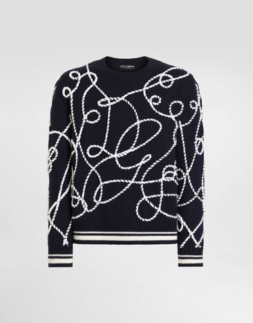 Dolce & Gabbana Virgin wool pullover with embroidery Multicolor GXXCCZJDVIT