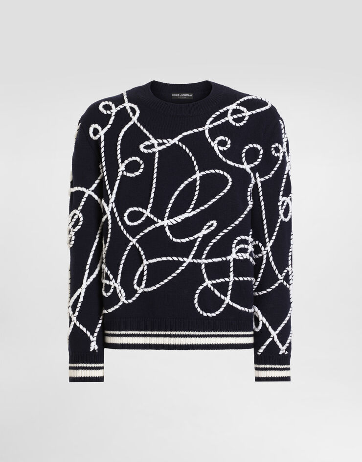 Dolce & Gabbana Virgin wool pullover with embroidery Multicolor GXXCCZJDVIT