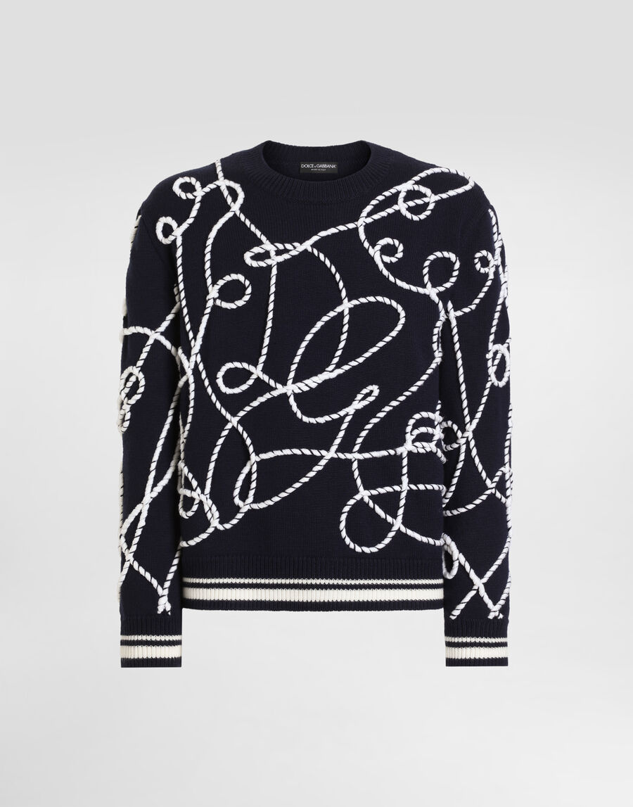 Virgin wool pullover with embroidery