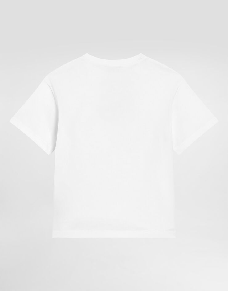 Dolce & Gabbana Short-sleeved t-shirt with embossed DG majolica-print logo Multicolor L4JTHVG7NVC