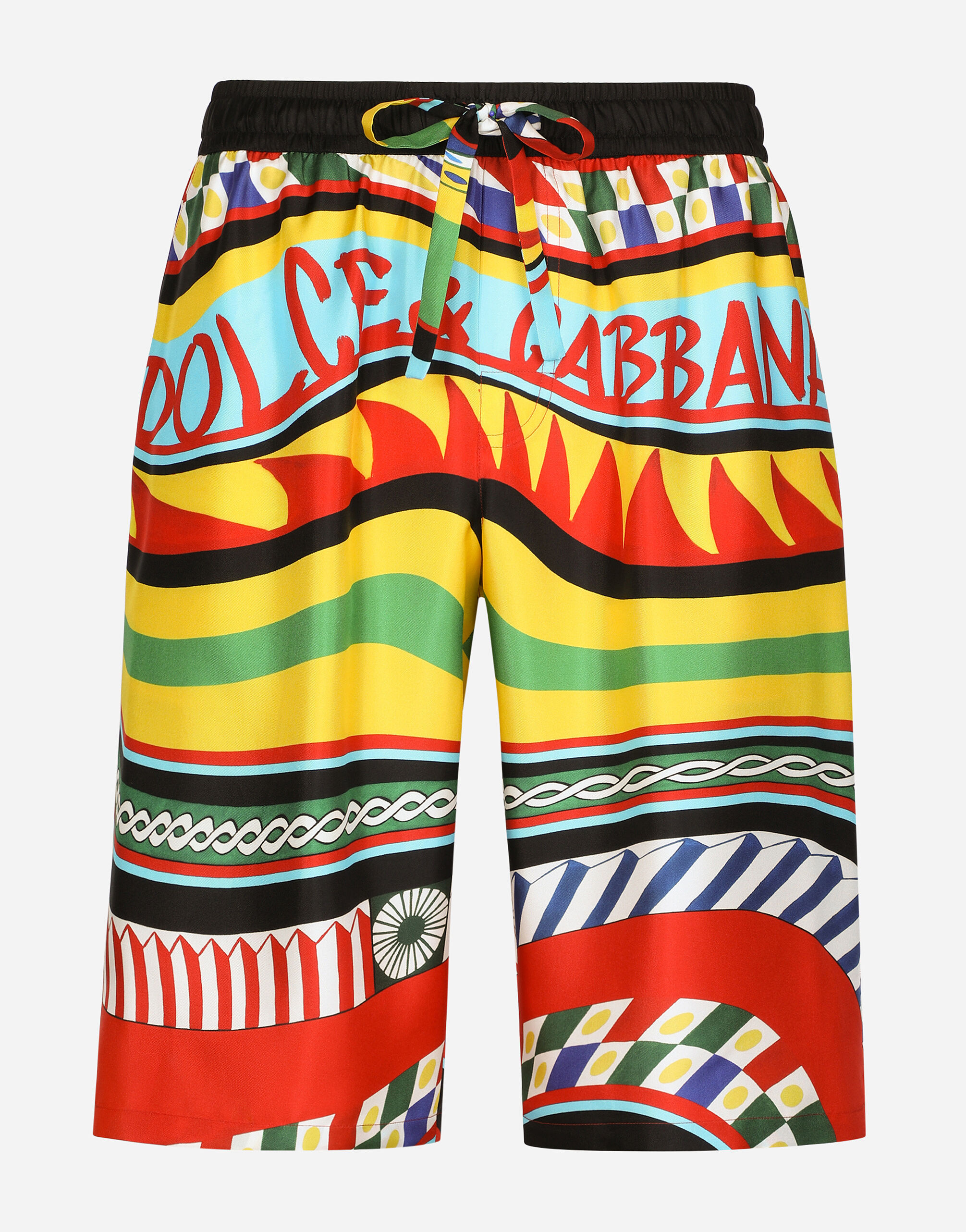 Silk twill jogging shorts with carretto print in Multicolor for