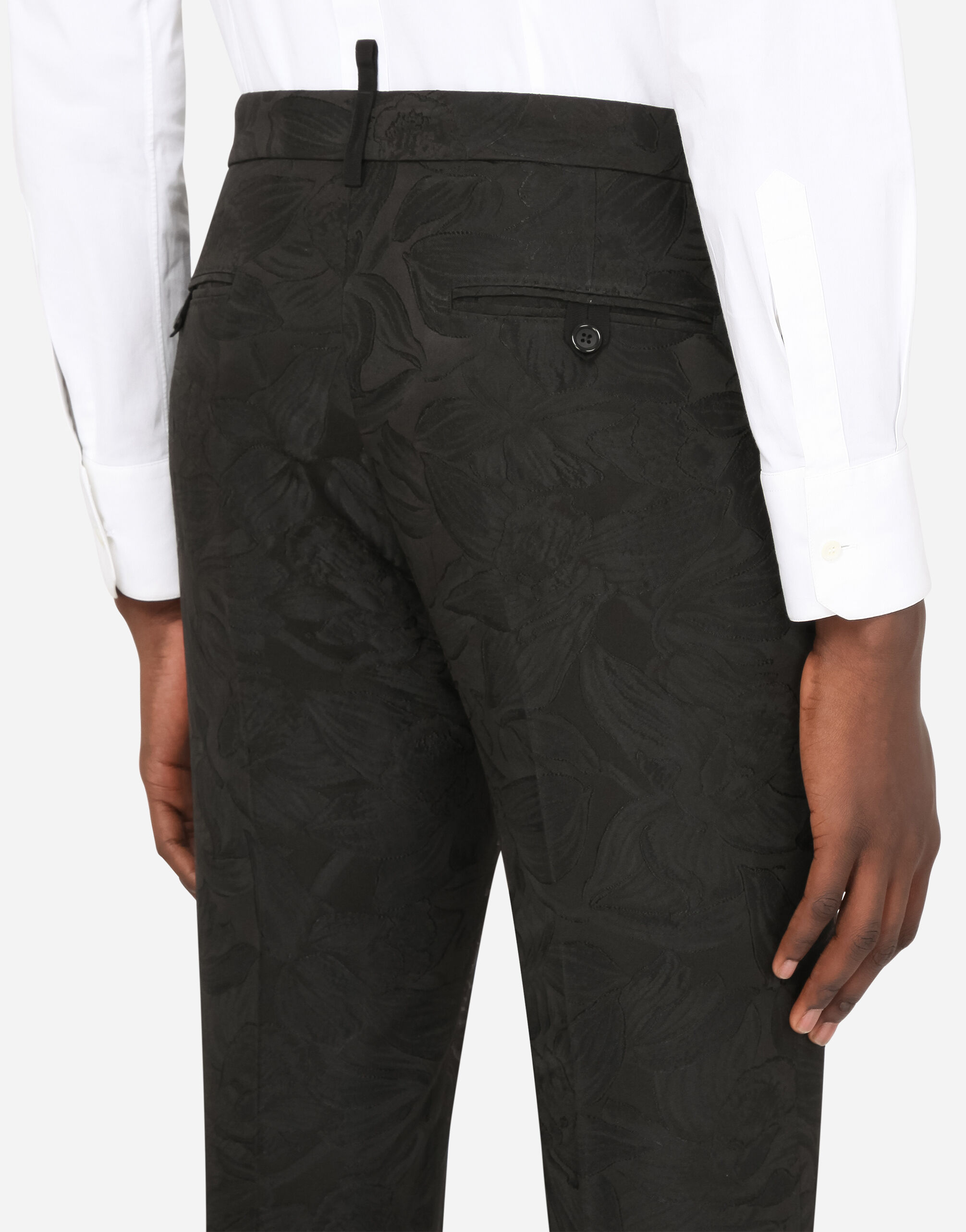 ブラックのメンズ パンツ フローラルジャカード | Dolce&Gabbana®