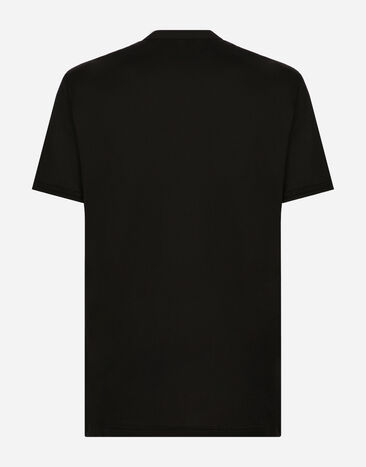 Dolce & Gabbana Cotton T-shirt with heraldic DG patch Black G8OU9ZFU7EQ
