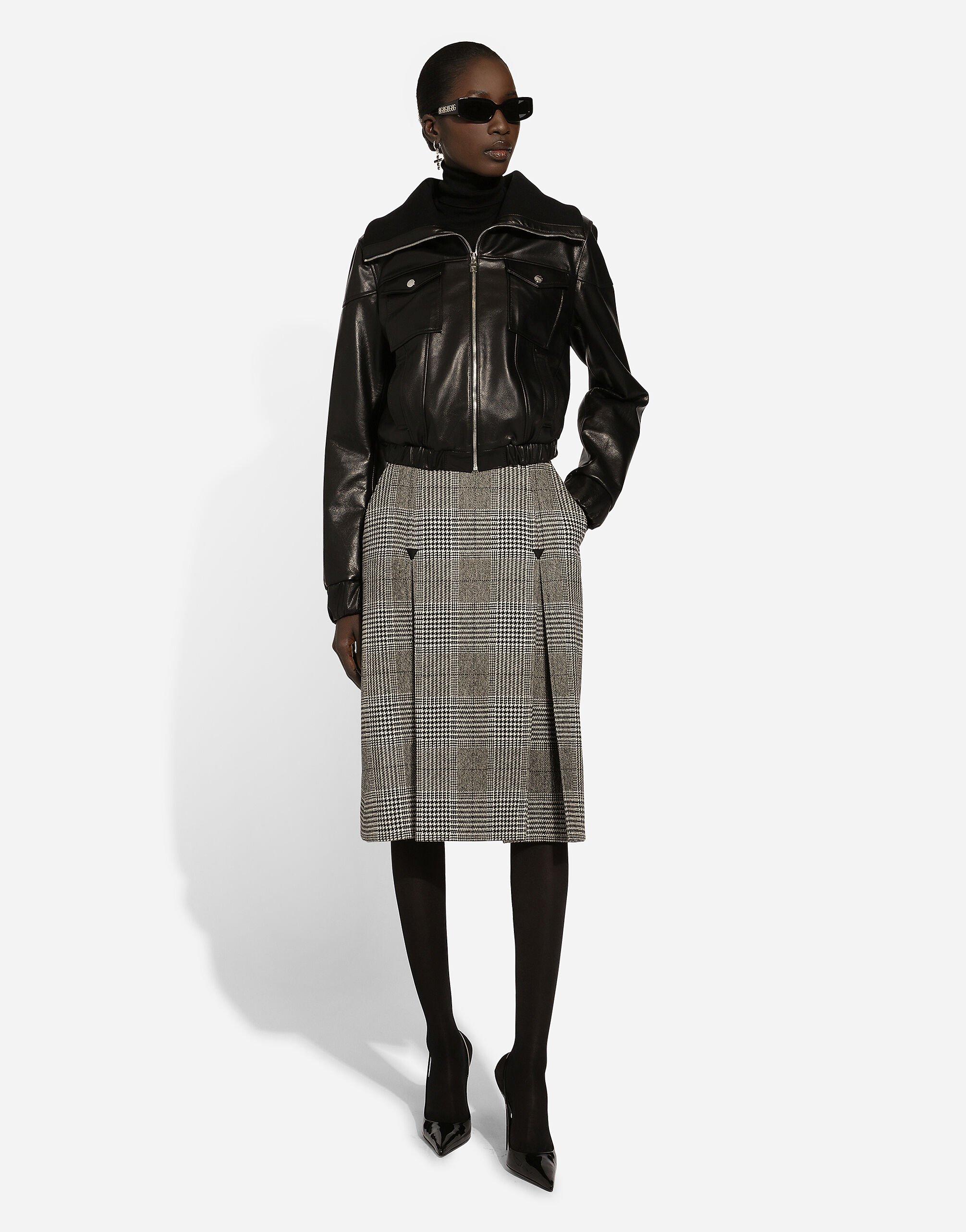Jupe mi longue evasee et plissee en prince de Galles en Multicolore pour femme Dolce Gabbana