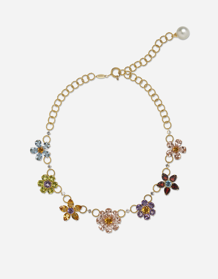 Dolce & Gabbana Necklace with floral decorative elements Gold WNFI1GWMIX1