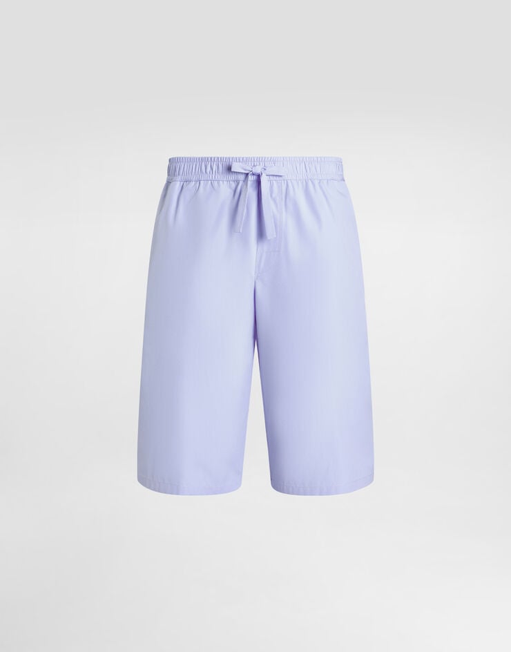 Dolce & Gabbana Cotton bermuda shorts with DG crossed embroidery Azure GV37AZGJ745