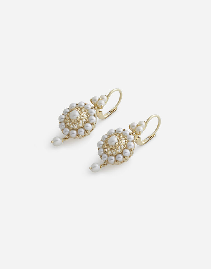 Dolce & Gabbana Boucles d’oreilles Romance en or jaune avec perles Doré WEFS3GWPEA1