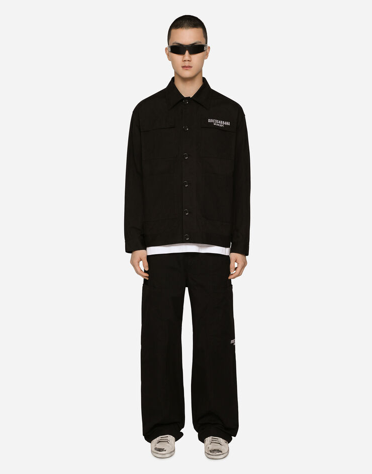 Dolce & Gabbana パンツ コットンファイユ DGVIB3パッチ&エンブロイダリー ブラック GP02GZHUMS8