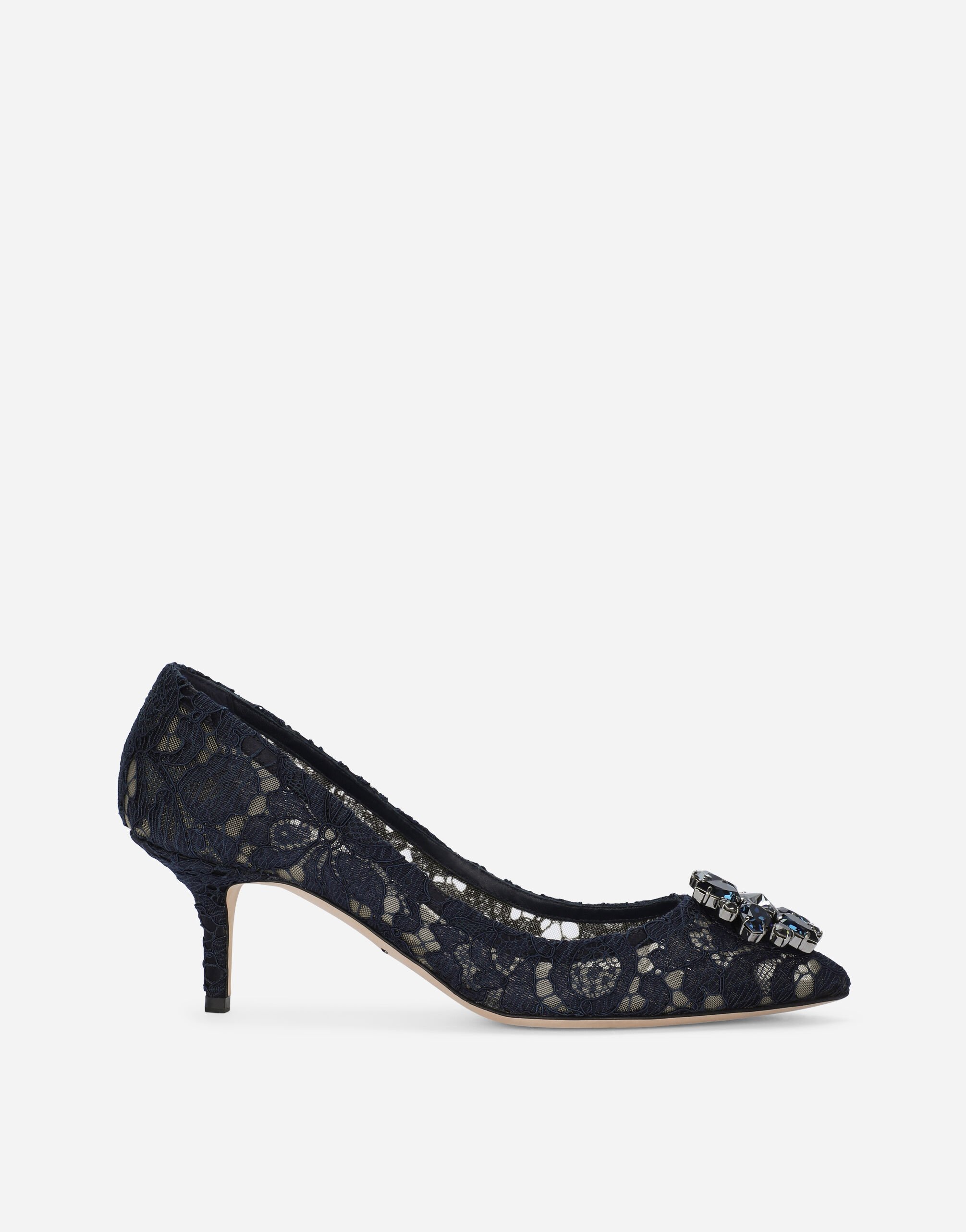 Dolce & Gabbana Lace rainbow pumps with brooch detailing Denim CG0480AO621