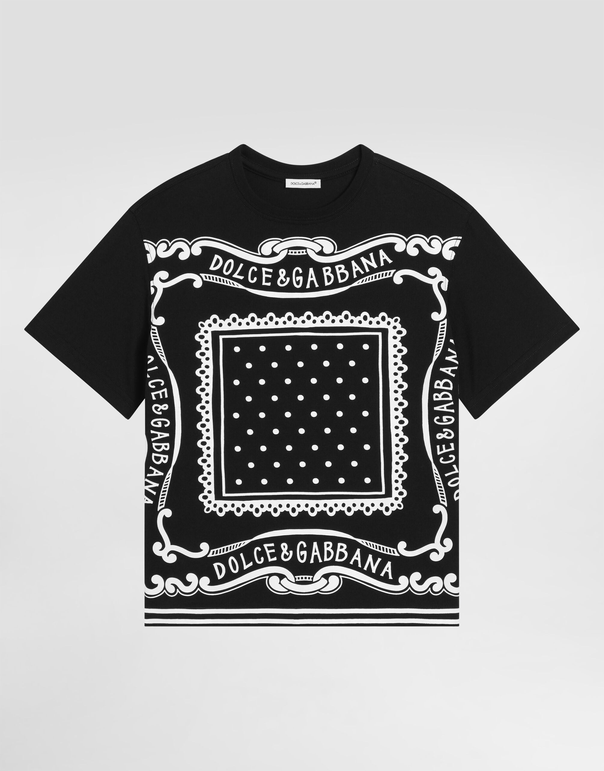Bandanna-print jersey T-shirt in Black for Men | Dolce&Gabbana® US