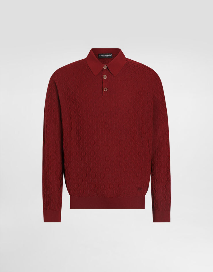 Dolce & Gabbana Micro-dot stitch polo shirt Dolce & Gabbana Micro-dot stitch polo shirt Bordeaux GXZ25ZJBSOE