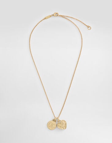 Dolce & Gabbana Necklace with heart charm and logo medal Gold WNR8S4W1111