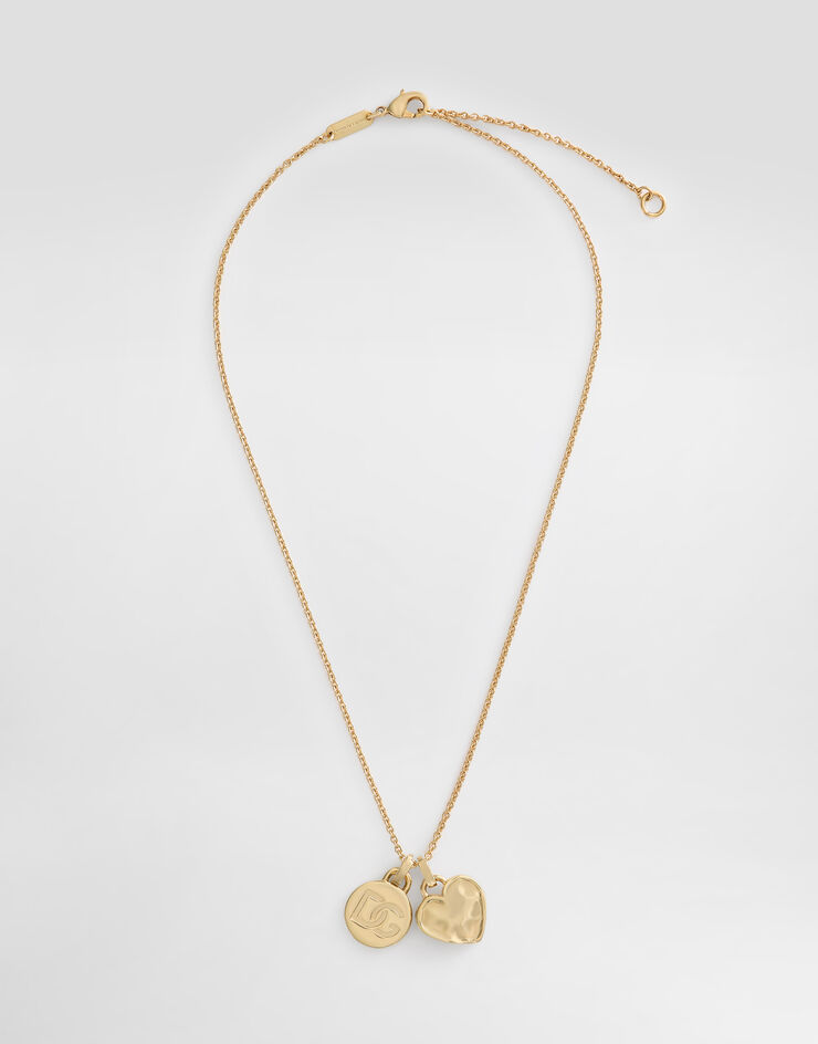 Dolce & Gabbana Necklace with heart charm and logo medal Gold WNR8S4W1111