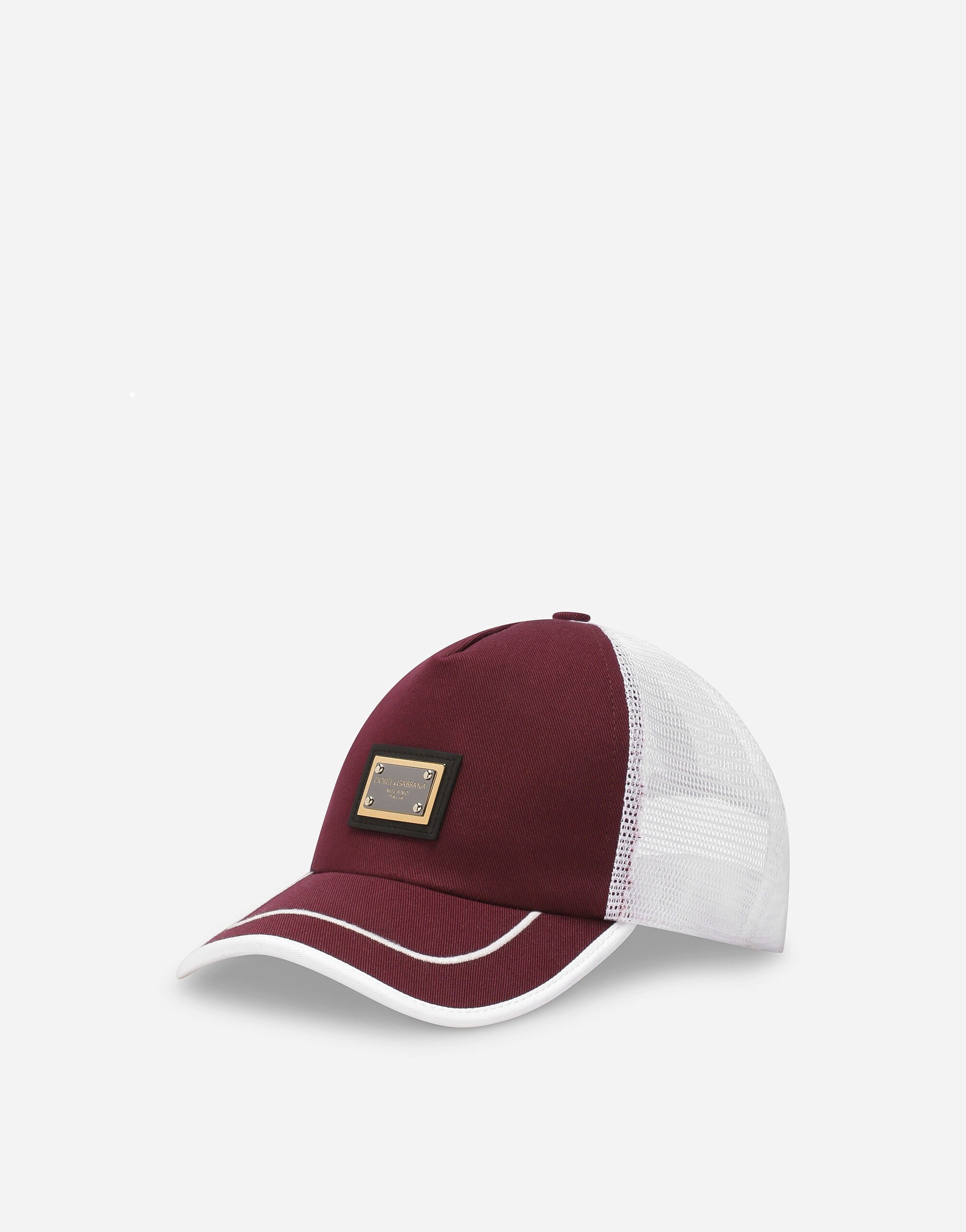 Dolce & Gabbana Cotton trucker hat with logo tag and mesh Purple GR053EG3UBG
