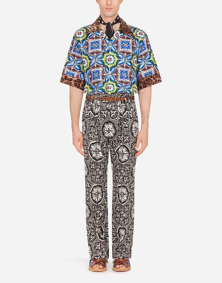 Dolce & Gabbana Hawaii shirt with maiolica and leopard print マジョリカプリント G5HK3TGEN61