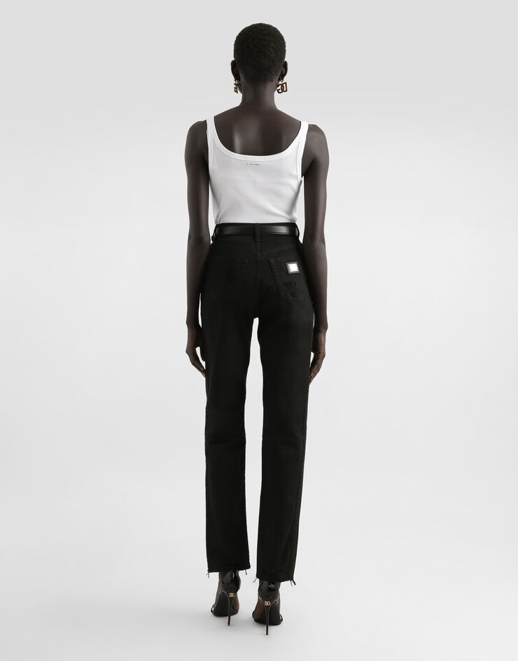 Dolce & Gabbana Fine-rib cotton singlet White F8U09TFU7AV