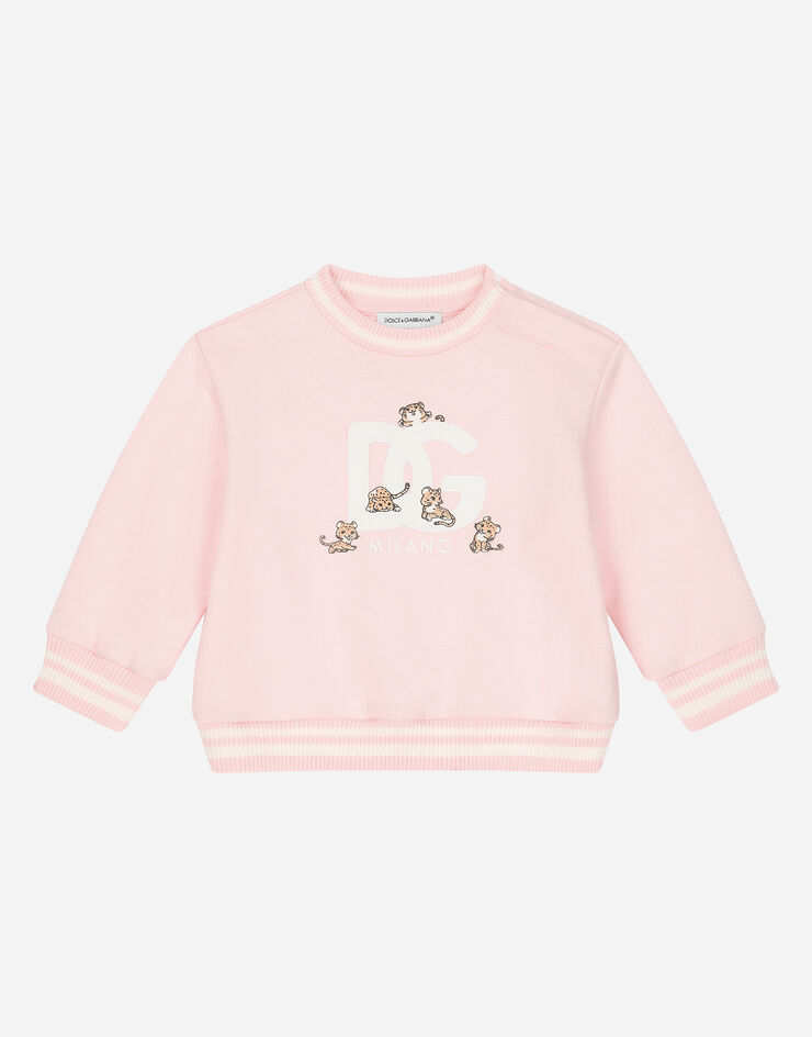 Dolce & Gabbana DG 로고 라운드넥 저지 스웨트셔츠 핑크 L2JW8KG7N1X