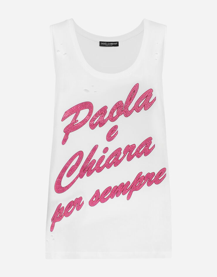 Dolce&Gabbana تانك توب "Paola e Chiara per sempre" أبيض I8AOIMG7LD7