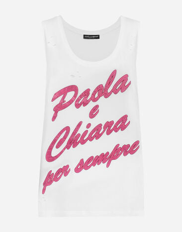 Dolce&Gabbana تانك توب "Paola e Chiara per sempre" أبيض I8AOHMG7K9Z