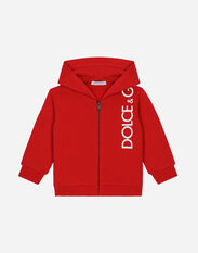 Dolce & Gabbana Zip-up jersey hoodie with logo print Red L1JQH5G7IXP