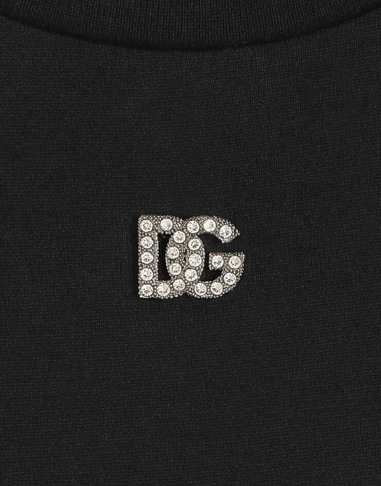 Dolce & Gabbana Jersey t-shirt with rhinestones DG logo Black L5JTNJG7O3N