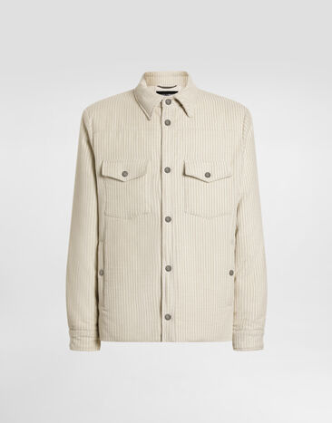 Dolce & Gabbana Plain velvet jacket with fur collar White G9BRETFUVLK
