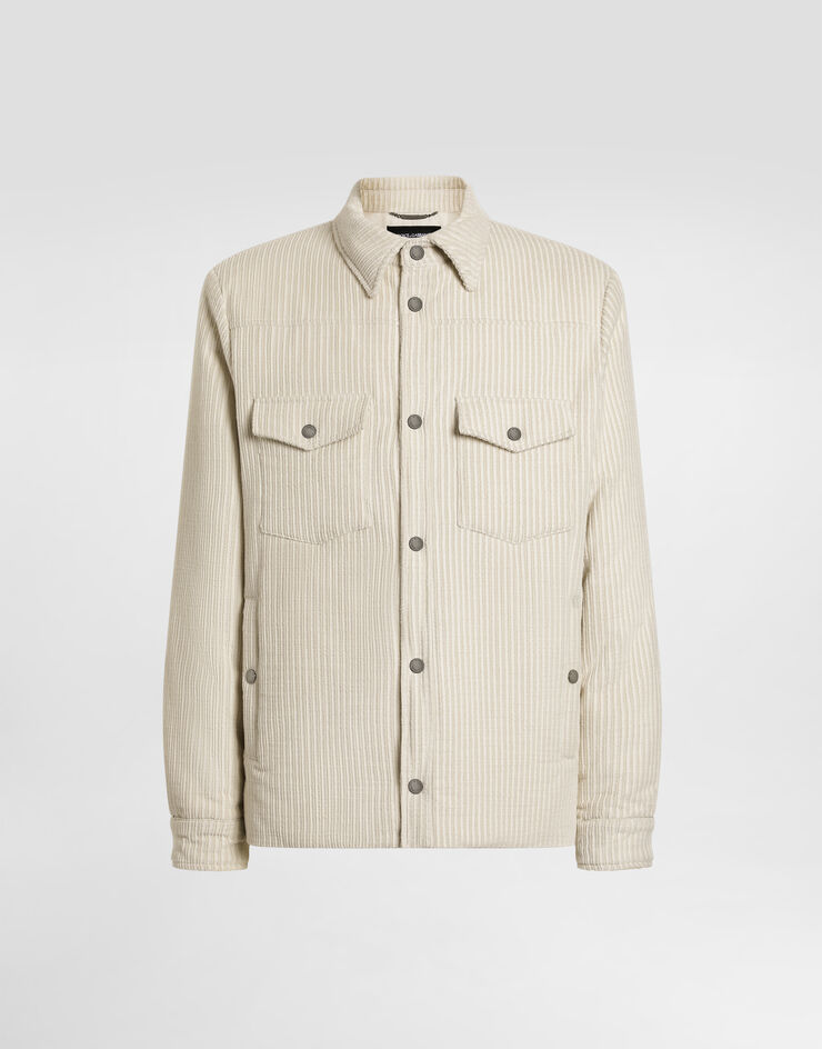Dolce & Gabbana Plain velvet jacket with fur collar White G9BRETFUVLK