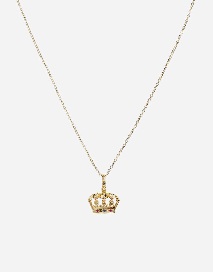 Dolce & Gabbana Pendentif Crown avec couronne en or jaune, rubis et saphir Doré WALK5GWYE01