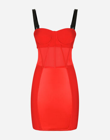 Dolce & Gabbana Vestido corto de raso y cady con detalles de corsé Multicolor F6AWPTGDBID