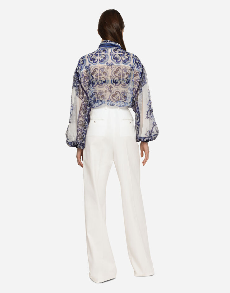 Dolce & Gabbana Bluse aus chiffon mit majolika-print Mehrfarbig F5P73THI1L9