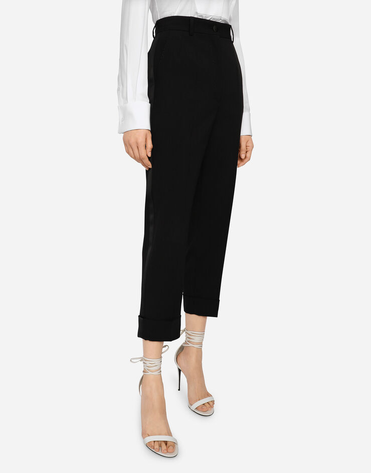 Dolce & Gabbana Woolen pants with turn-ups Black FTB72TFUBAJ