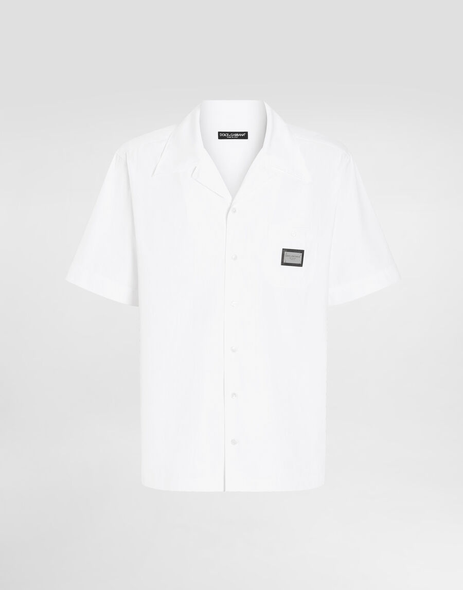 Cotton Hawaiian shirt with branded tag