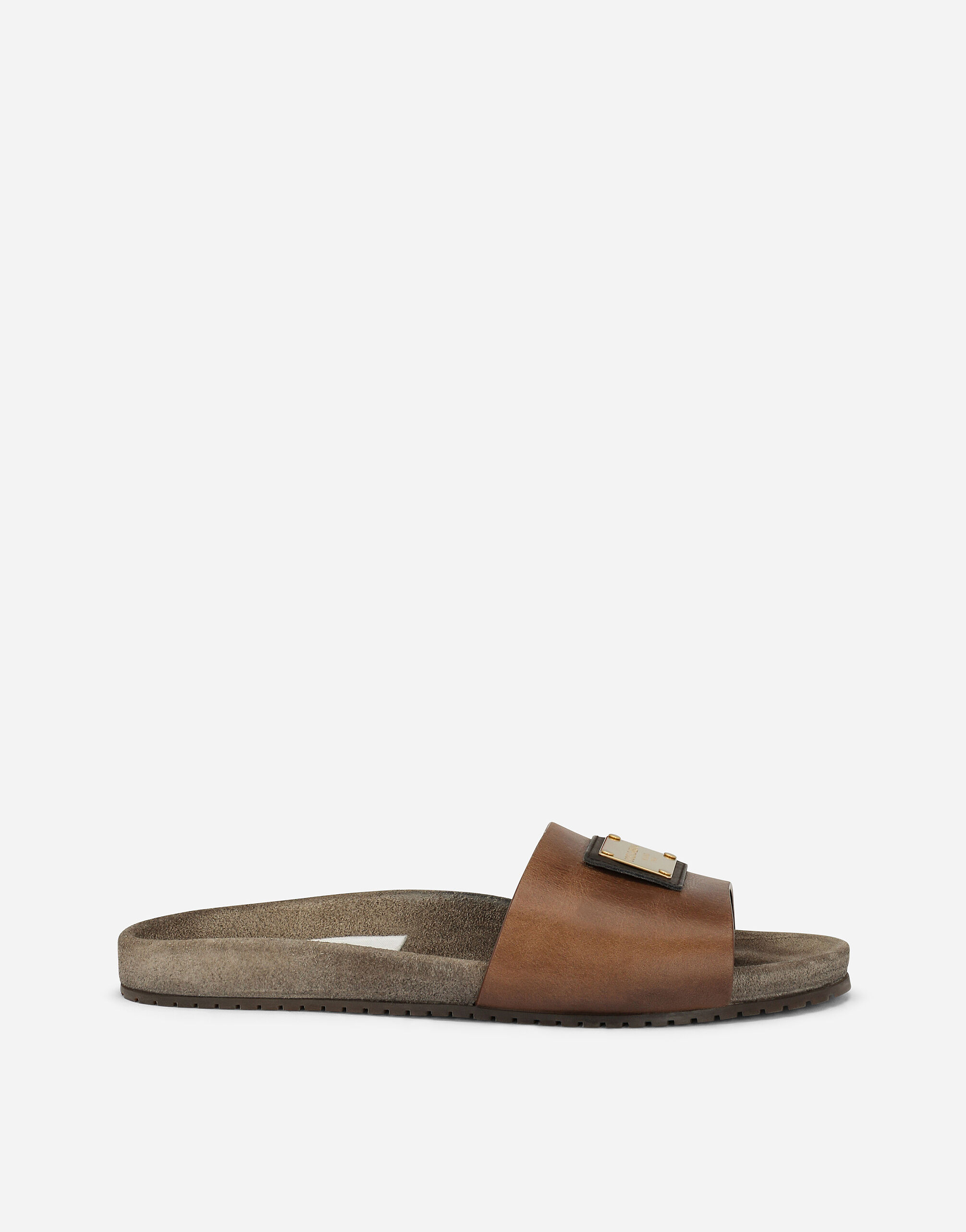 Dolce & Gabbana Calfskin sliders Brown A80402A4434