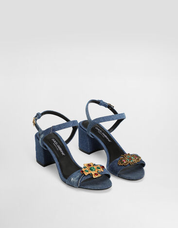 Dolce & Gabbana Denim sandals with embroidery and stones Multicolor CR1906AN624