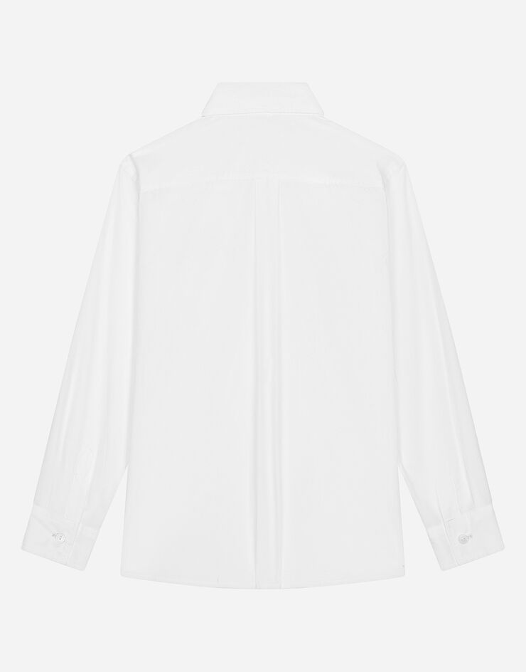 Dolce & Gabbana Camisa de algodón con placa con logotipo Blanco L43S96G7M4A