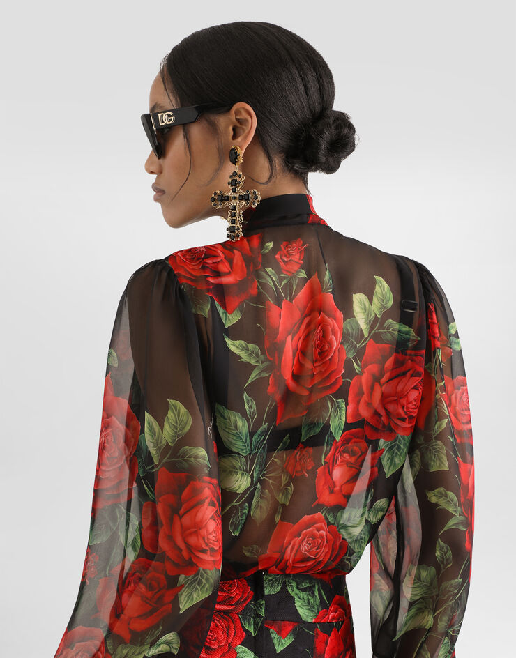 Dolce & Gabbana Rose-print chiffon blouse Dolce & Gabbana Rose-print chiffon blouse Multicolor F5U60TIS134