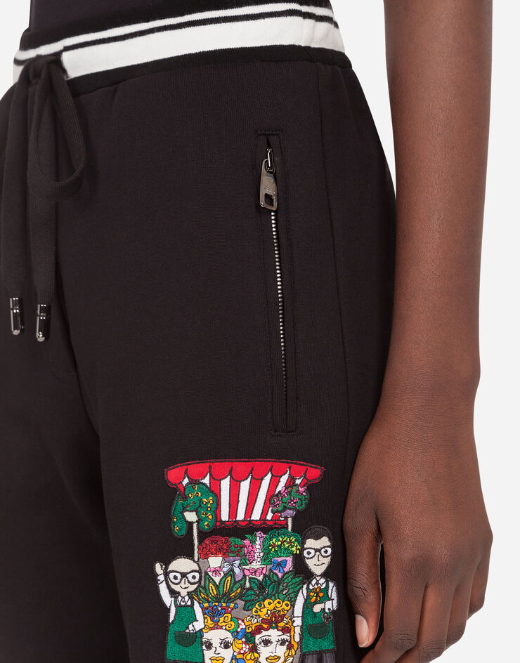 Dolce & Gabbana DG Family jersey jogging pants BLACK FTBR6ZFU7DU