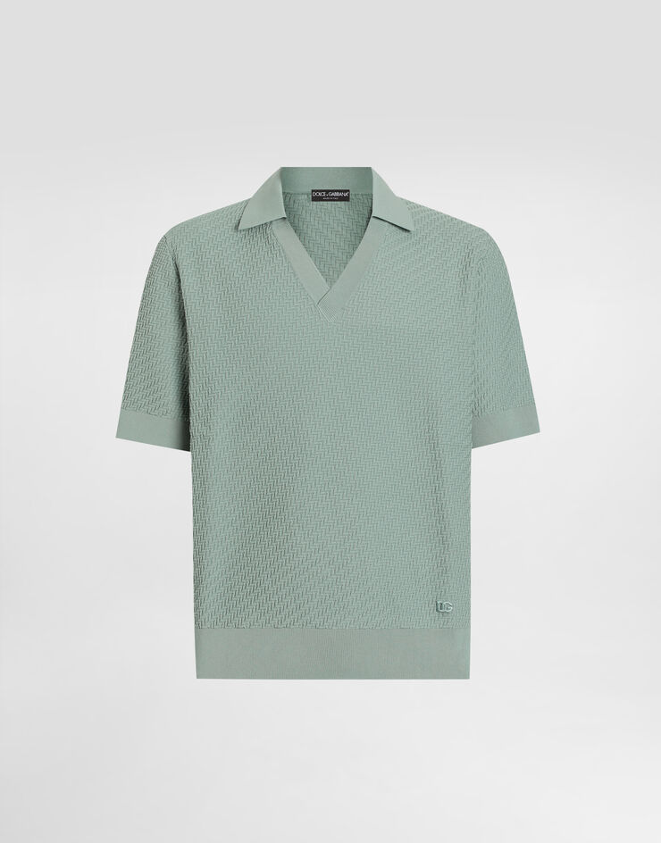 Dolce & Gabbana Micro-dot stitch polo shirt Multicolor GXZB7ZJBCI3