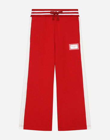 Dolce & Gabbana Pantalón de chándal en punto con placa con logotipo Burdeos L5JPE2G7NNW