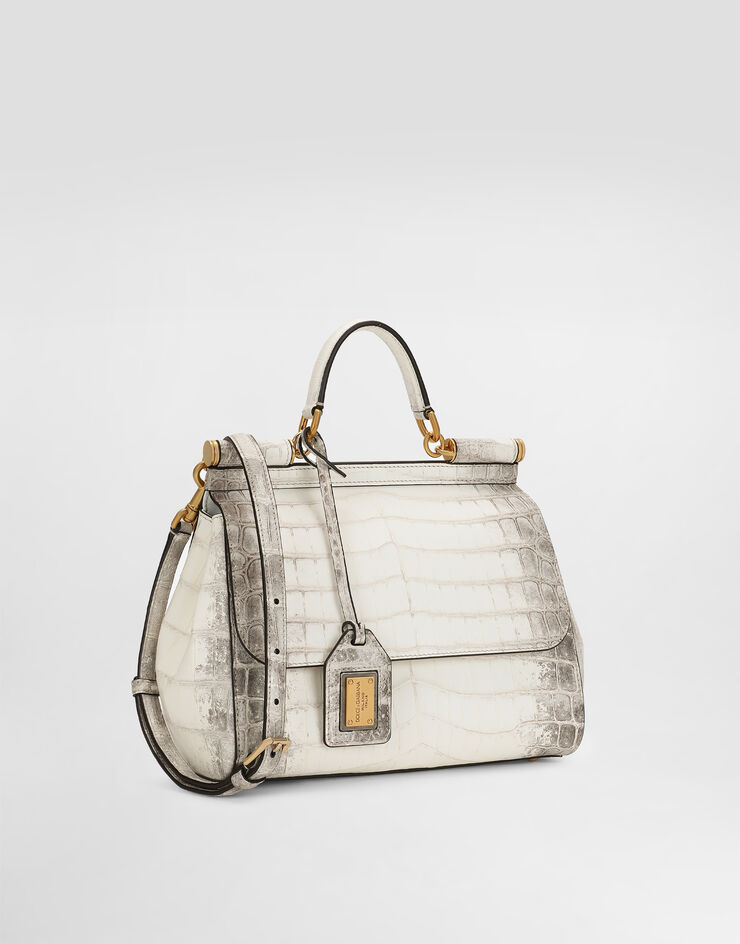 Dolce & Gabbana Large Sicily handbag in himalayan crocodile leather White BB6002B2EM1