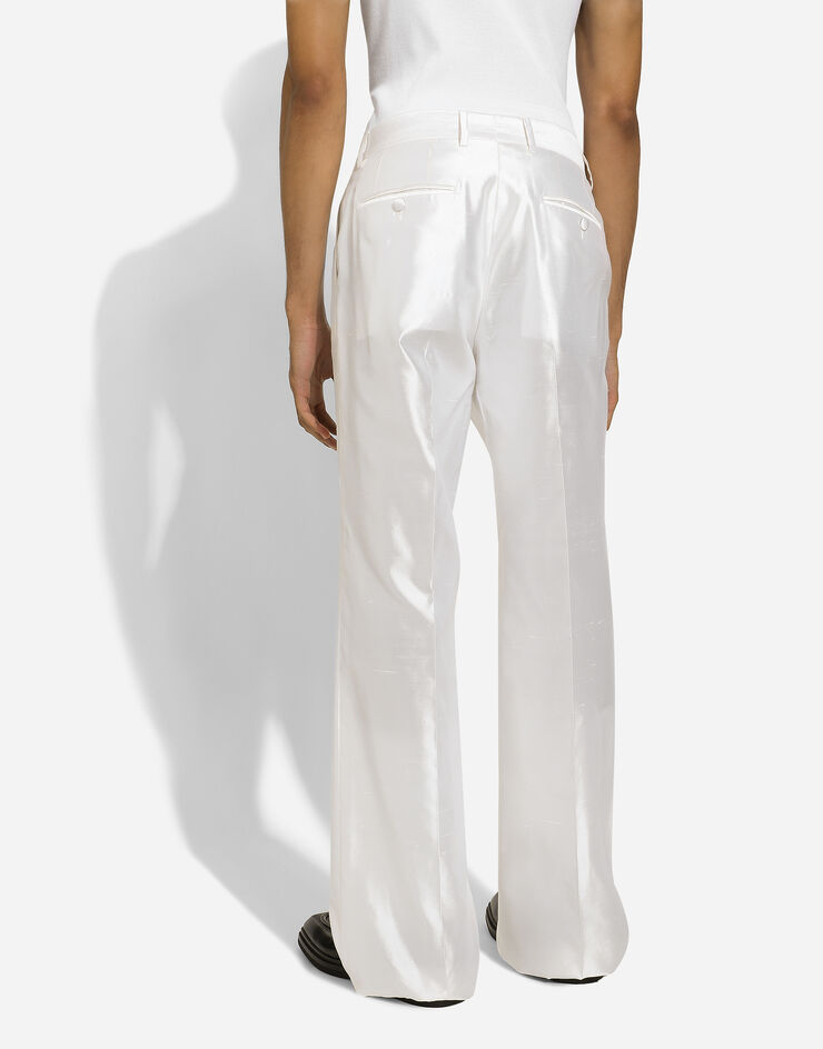 Dolce & Gabbana سروال شانتونغ حرير أبيض GYZMHTFU1Y0
