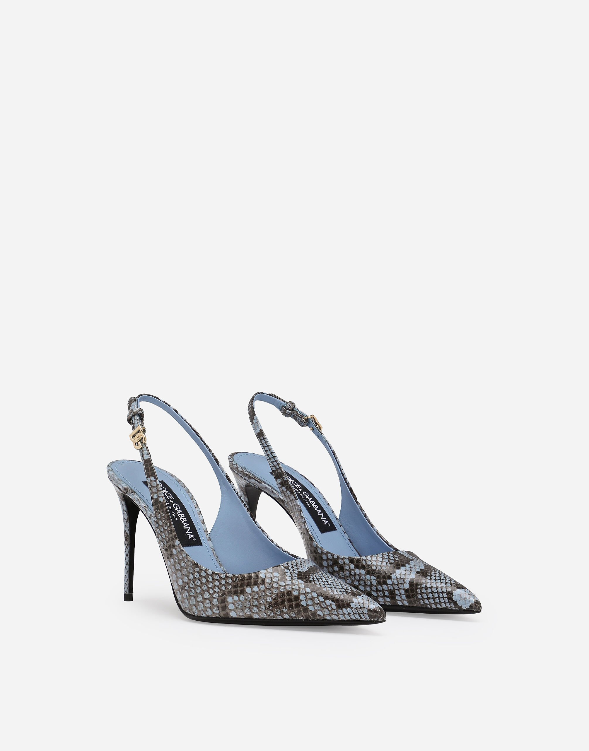 Python skin slingbacks in Light Blue for Women Dolce Gabbana