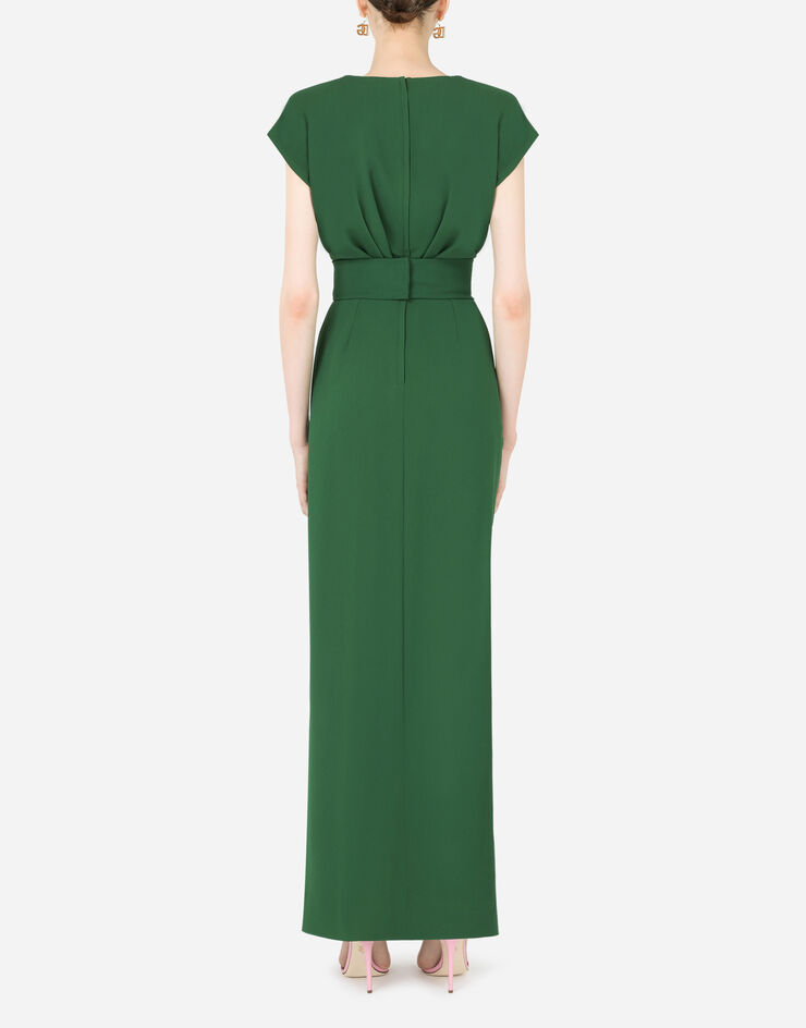 Dolce & Gabbana Abito lungo in cady con spacco laterale Verde F6K3TTFUIAH