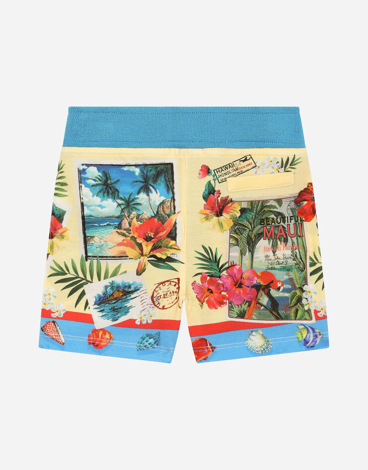 Dolce & Gabbana Jersey jogging shorts with Hawaiian print Print L1JQS9G7L9V
